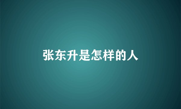 张东升是怎样的人