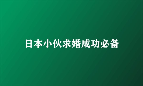 日本小伙求婚成功必备