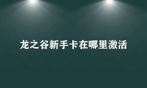 龙之谷新手卡在哪里激活