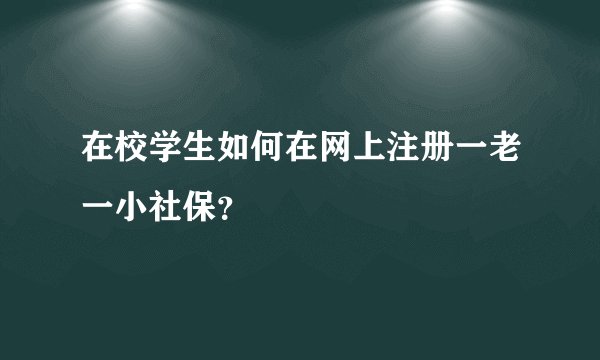 在校学生如何在网上注册一老一小社保？