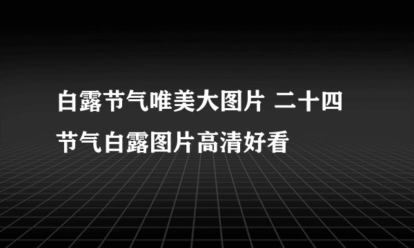 白露节气唯美大图片 二十四节气白露图片高清好看