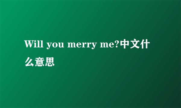Will you merry me?中文什么意思