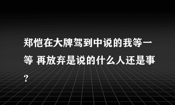 郑恺在大牌驾到中说的我等一等 再放弃是说的什么人还是事？
