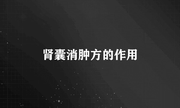 肾囊消肿方的作用