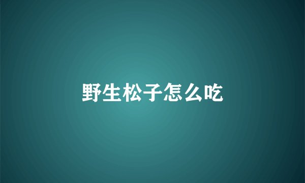 野生松子怎么吃