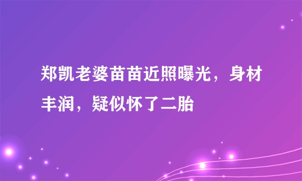 郑凯老婆苗苗近照曝光,身材丰润,疑似怀了二胎