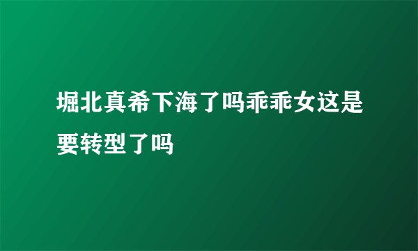 堀北真希下海了吗乖乖女这是要转型了吗