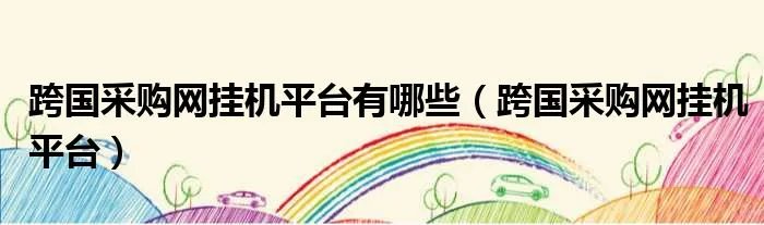 跨国采购网挂机平台有哪些（跨国采购网挂机平台）