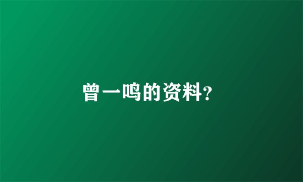 曾一鸣的资料？