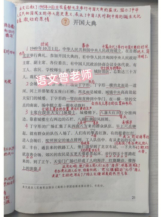课堂笔记 | 六年级上册 第7课《开国大典》