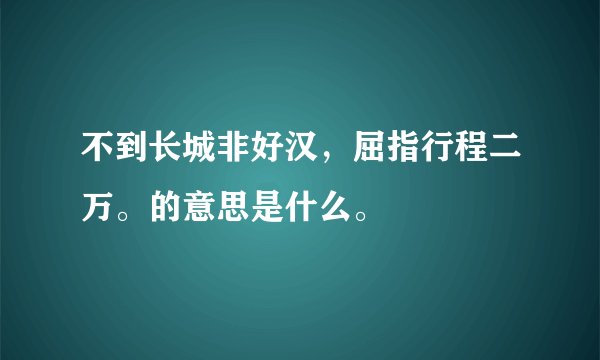 不到长城非好汉，屈指行程二万。的意思是什么。