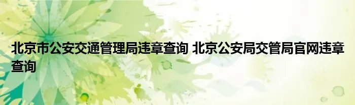 北京市公安交通管理局违章查询 北京公安局交管局官网违章查询