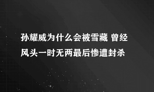 孙耀威为什么会被雪藏 曾经风头一时无两最后惨遭封杀