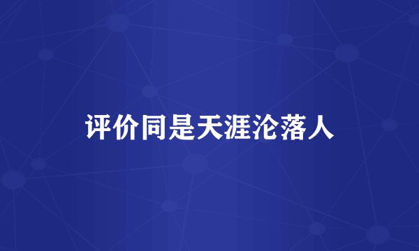 评价同是天涯沦落人