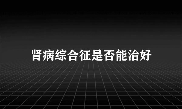 肾病综合征是否能治好