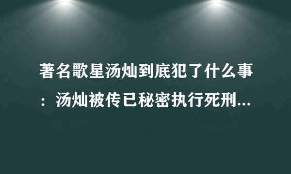 著名歌星汤灿到底犯了什么事:汤灿被传已秘密执行死刑是真的吗?