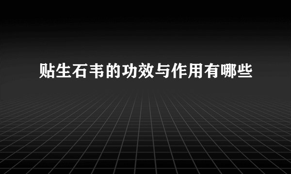 贴生石韦的功效与作用有哪些
