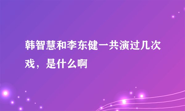 韩智慧和李东健一共演过几次戏，是什么啊