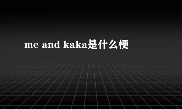 me and kaka是什么梗