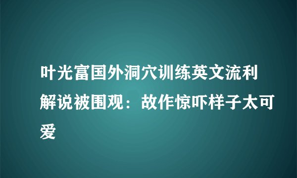 叶光富国外洞穴训练英文流利解说被围观：故作惊吓样子太可爱