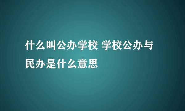 什么叫公办学校 学校公办与民办是什么意思