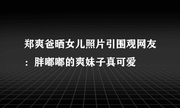 郑爽爸晒女儿照片引围观网友：胖嘟嘟的爽妹子真可爱