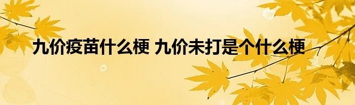 九价疫苗什么梗 九价未打是个什么梗