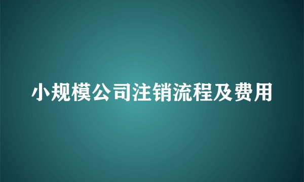 小规模公司注销流程及费用