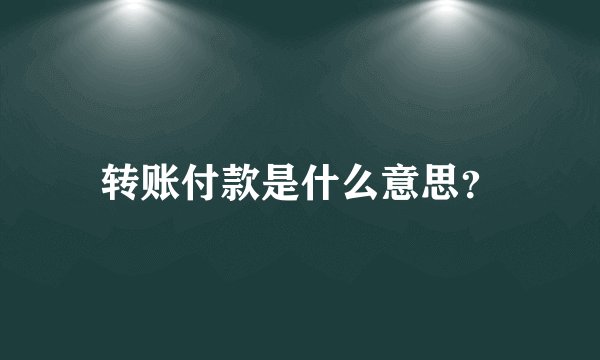 转账付款是什么意思？