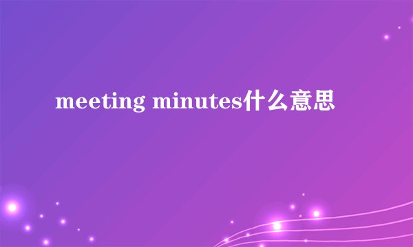 meeting minutes什么意思