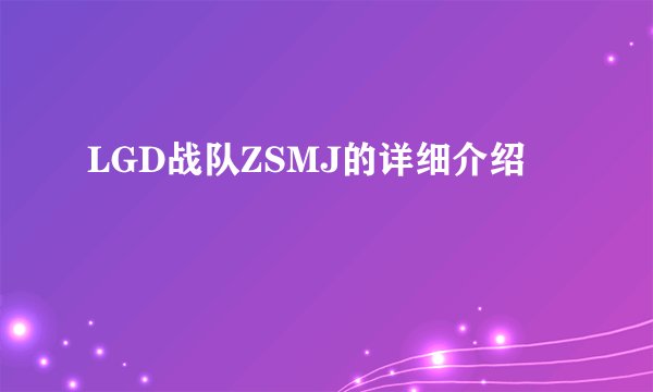 LGD战队ZSMJ的详细介绍