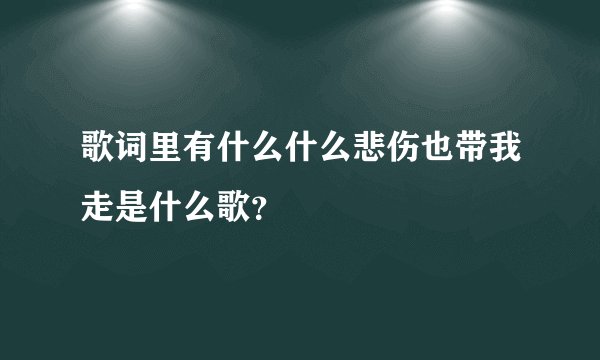 歌词里有什么什么悲伤也带我走是什么歌？