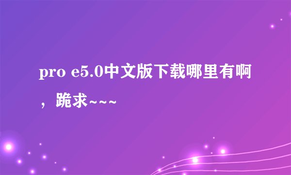pro e5.0中文版下载哪里有啊，跪求~~~