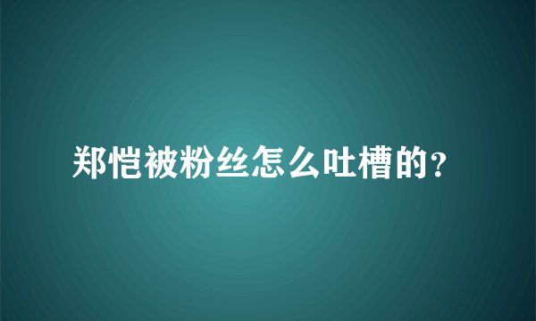 郑恺被粉丝怎么吐槽的？