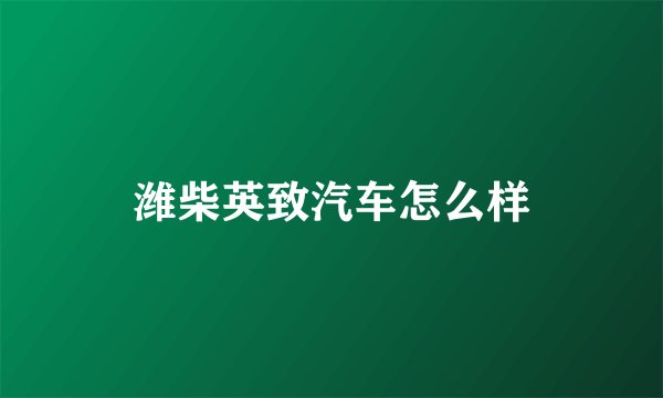 潍柴英致汽车怎么样