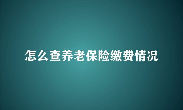 怎么查养老保险缴费情况