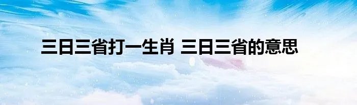 三日三省打一生肖 三日三省的意思