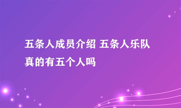 五条人成员介绍 五条人乐队真的有五个人吗