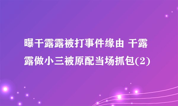 曝干露露被打事件缘由 干露露做小三被原配当场抓包(2)