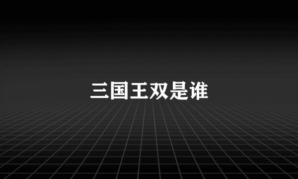 三国王双是谁