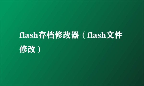 flash存档修改器（flash文件修改）