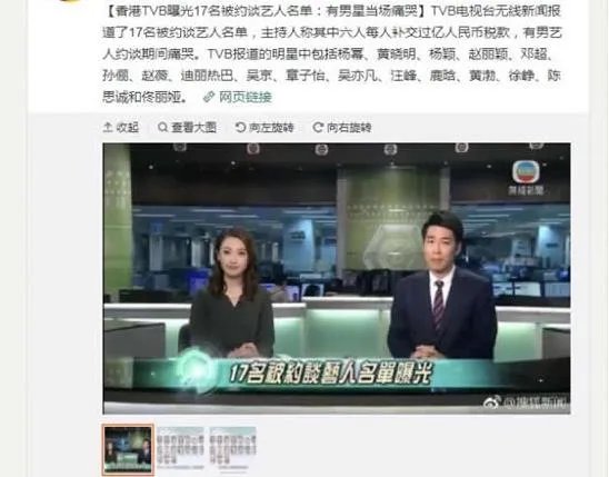 被约谈艺人名单公布：TVB曝光17位需补税艺人名单