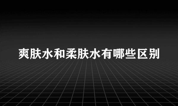 爽肤水和柔肤水有哪些区别