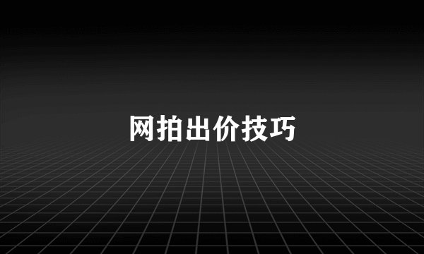 网拍出价技巧