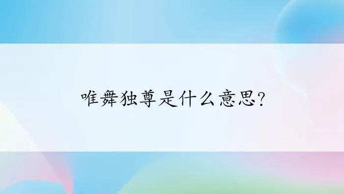 唯舞独尊是什么意思？