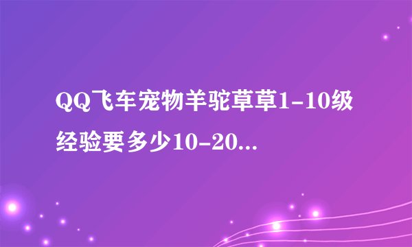 QQ飞车宠物羊驼草草1-10级经验要多少10-20呢20-30呢?