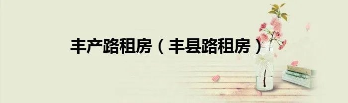 丰产路租房（丰县路租房）