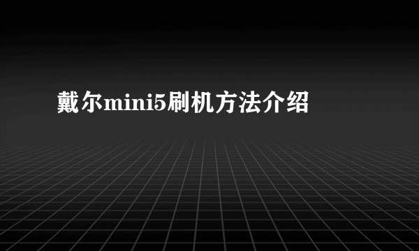 戴尔mini5刷机方法介绍