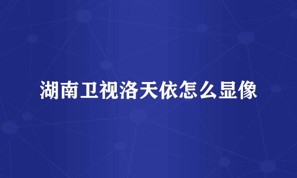 湖南卫视洛天依怎么显像