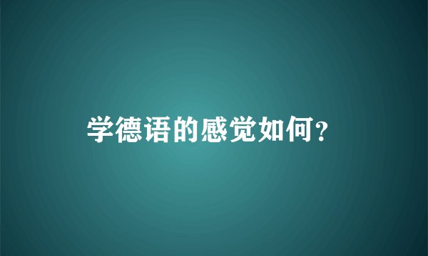 学德语的感觉如何？